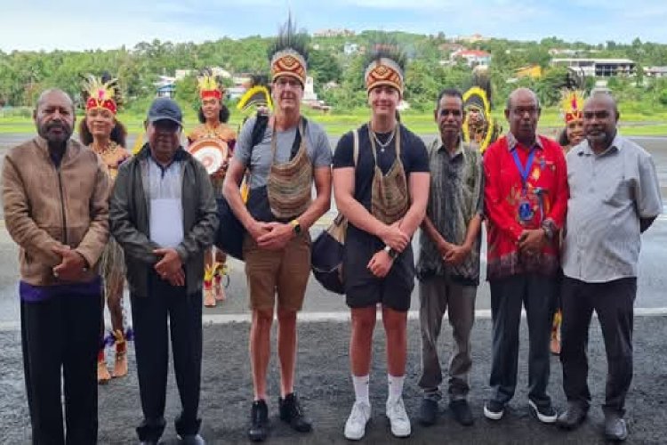 GREAT-GRANDSON AND GREAT-GREAT-GRANDSON OF MISSIONARY JOHANN GOTTLOB GEISSLER ARRIVE IN MANOKWARI FOR THE 170TH ANNIVERSARY OF THE GOSPEL MISSION CELEBRATION