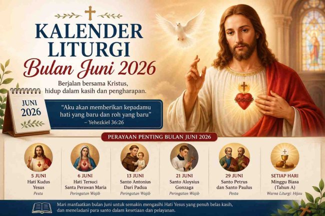 LITURGICAL CALENDAR JUNE 2026, CATHOLIC CHURCH FEASTS AND FEASTS